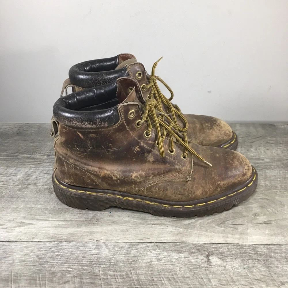Vintage Dr. Martens 939 Ben Crazy Horse Brown Leather Combat Men’s Boots Size 8